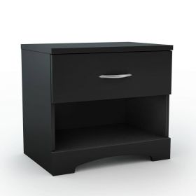 Modern 1 Drawer Nightstand End Side Table Storage in Black