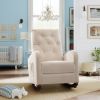 Baby Room High Back Rocking Chair Nursery Chair , Comfortable Rocker Fabric Padded Seat ,Modern High Back Armchair