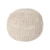 Bordeaux Knitted Cotton Round Pouf, Beige