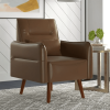 Accent Chair Modern PU Leather, Cozy Reading Armchair, Wood Legs-Wood Grain, for Adult