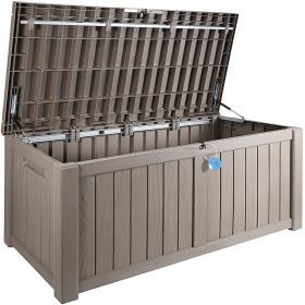 VEVOR Deck Box, 120 Gallon, 56.3" x 26.6" x 23.8" Outdoor Storage Box, Waterproof PP Deckbox with Aluminum Alloy Padlock, for Patio Furniture, Garden