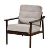 Home Accent Chair Mid-Century Modern Chair Upholstered Lounge Arm Chair with Solid Wood Frame & Soft Cushion for Living Room, Bedroom, Belcony, Taupe