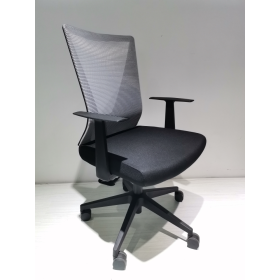 DEPOT E-SHOP Puebla Office Chair, Nylon Base Black, Fixed Armrest, Black / Smokey Oak