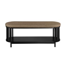 Scandi Upholstered-Top Storage Bench with Lower Shelf ‚Äì Black