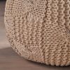 Bordeaux Knitted Cotton Round Pouf, Beige