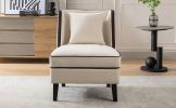 Velvet Upholstered Accent Chair with Black Piping, Cream and Black