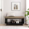 Scandi Upholstered-Top Storage Bench with Lower Shelf ‚Äì Black