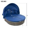 GO Outdoor rattan daybed sunbed with Retractable Canopy Wicker Furniture, Round Outdoor Sectional Sofa Set, Gray Wicker Furniture Clamshell Seating wi