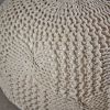 Bordeaux Knitted Cotton Round Pouf, Beige