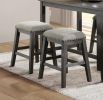 Wire-Brushed Gray Finish Set of 2 Counter Height Barstool Gray Chenille Upholstery Seat Nailhead Trim Casual Dining Furniture