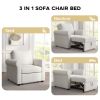 3-in-1 Sofa Bed Chair, Convertible Sleeper Chair Bed,Adjust Backrest Into a Sofa,Lounger Chair,Single Bed,Modern Chair Bed Sleeper for Adults,Beige(Ol