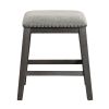 Wire-Brushed Gray Finish Set of 2 Counter Height Barstool Gray Chenille Upholstery Seat Nailhead Trim Casual Dining Furniture