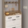 NEW OAK color shoe cabinet with 3 doors 2 drawers with hanger,PVC door with shape ,large space for storage