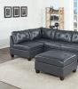 Contemporary Genuine Leather 1pc Armless Chair Black Color Tufted Seat Living Room Furniture