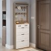 NEW OAK color shoe cabinet with 3 doors 2 drawers with hanger,PVC door with shape ,large space for storage