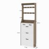 NEW OAK color shoe cabinet with 3 doors 2 drawers with hanger,PVC door with shape ,large space for storage