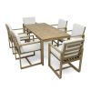 Patio Dining Set Outdoor Dining Table and Chair Set with and Removable Cushions for Patio, Backyard, Garden, Light Teak