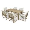 Patio Dining Set Outdoor Dining Table and Chair Set with and Removable Cushions for Patio, Backyard, Garden, Light Teak