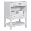 24" Bathroom Vanity With Sink, Bathroom Storage Cabinet with Drawer and Open Shelf, Solid Wood Frame, White