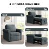 3-in-1 Sofa Bed Chair, Convertible Sleeper Chair Bed,Adjust Backrest Into a Sofa,Lounger Chair,Single Bed,Modern Chair Bed Sleeper for Adults,Deep Blu