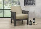 Light Brown Accent Chair 1pc Solid Wood Frame Cushion Back Classic Living Room Furniture Antique Gray Wooden