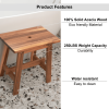 Acacia Wood Stool Rectangle Top Chairs Best Ideas End Tables For Sofas Sub-stool for Living Room Bedside Strong Weight Capacity Upto 250 LBS, Natural