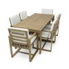 Patio Dining Set Outdoor Dining Table and Chair Set with and Removable Cushions for Patio, Backyard, Garden, Light Teak