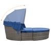 GO Outdoor rattan daybed sunbed with Retractable Canopy Wicker Furniture, Round Outdoor Sectional Sofa Set, Gray Wicker Furniture Clamshell Seating wi