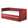 Red Fabric Upholstered 1pc Day Bed with Pull-out Trundle Nailhead Trim Wood Frame Furniture