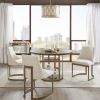 21'' Accent Dining Chairs, Antique Gold Metal Frame Back and Sled Leg Contemporary Modern Style for Kitchen Room, White,Set of 2