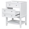 24" Bathroom Vanity With Sink, Bathroom Storage Cabinet with Drawer and Open Shelf, Solid Wood Frame, White