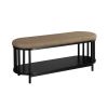 Scandi Upholstered-Top Storage Bench with Lower Shelf ‚Äì Black