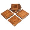 9pcs Wood Interlocking Deck Tiles 11.8"x11.8", Waterproof Flooring Tiles for Indoor and Outdoor, Patio Wood Flooring for Patio Porch Poolside Balcony