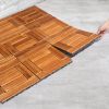 9pcs Wood Interlocking Deck Tiles 11.8"x11.8", Waterproof Flooring Tiles for Indoor and Outdoor, Patio Wood Flooring for Patio Porch Poolside Balcony