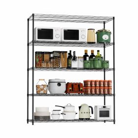 5 tiers of heavy-duty adjustable shelving and racking with a 300 lb. weight capacity per wire shelf for warehouses, supermarkets, kitchens, etc. 59.45 (Color: as Pic)